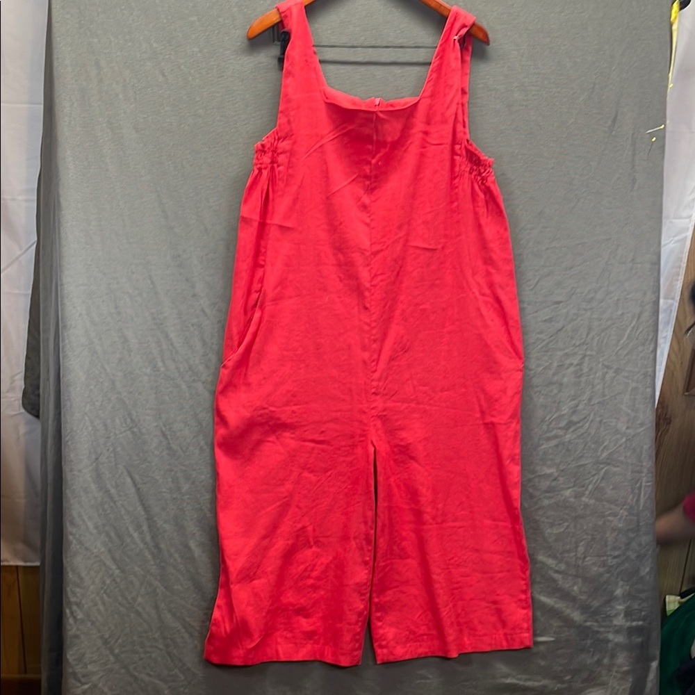 H by Halston Red Sleeveless Jumpsuit with Scoop Neckline